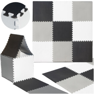 Podloga za bebe crno bijele i sive boje puzzle.