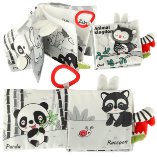 Meka senzorična knjiga s etiketama sova – kontrastna didaktička knjiga za bebe s životinjama, zvečkama i šuškavim stranicama