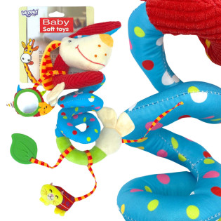 WOOPIE BABY mekana spiralna igračka za kolica s visećim elementima i zrcalom za razvoj bebe.