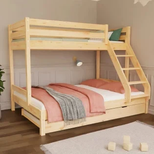 Modularni krevet na kat od masivnog drva s mogućnošću dodavanja ladice ili dodatnog ležaja Benlemi® EU proizvodnja